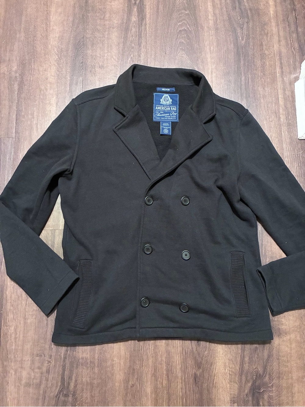 American Rag Men’s Medium Black Double Breasted Knit Blazer Jacket